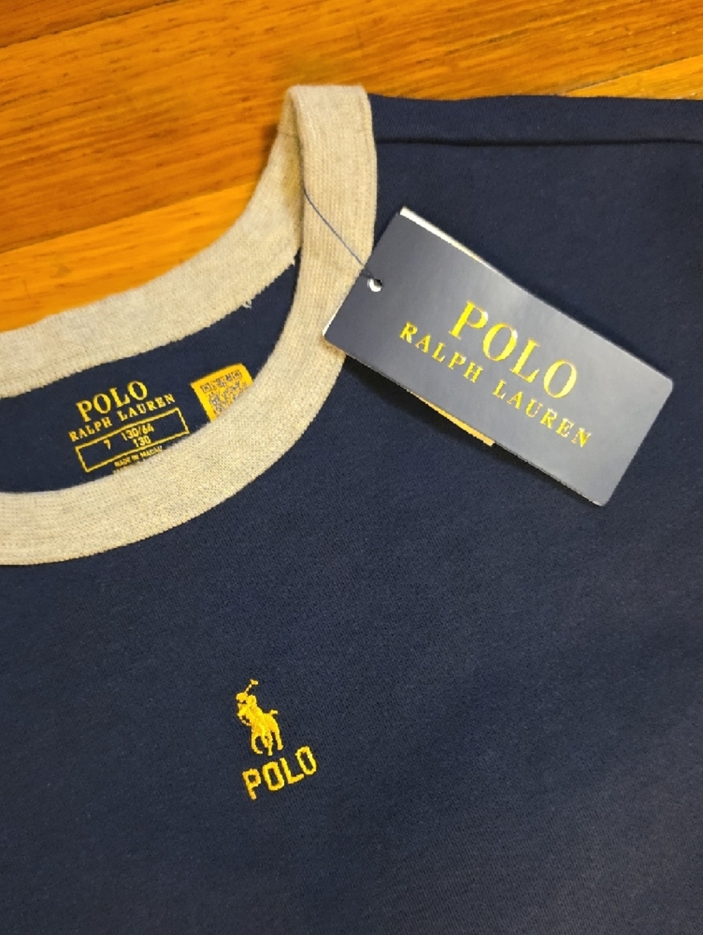 NWT Polo by Ralph Lauren Navy Colorblock Crew Sweatshirt Size 7 - Picture 2 of 4